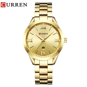 CURREN Top Luxusné Značky Ženy Quartz Hodinky Dámske náramkové hodinky Zobrazenie Dátumu Šaty Žena Hodiny montre femme reloj mujer