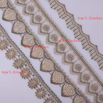 Cusack 3 meter 4 cm Gold Line Čipky Orezania pása s nástrojmi pre Odevov, bytového Textilu Ozdoby DIY Remesiel Čipky Textílie 4 Modely