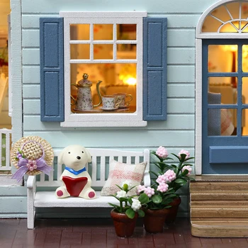 Cutebee DIY Dom Miniatúrne s Nábytkom LED Hudba Protiprachový Kryt Modelu Stavebné Bloky, Hračky pre Deti Casa De Boneca