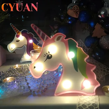 CYUAN Jednorožec Party Dekorácie 3D Jednorožec Lampa LED Nočné Svetlo Pre Domova Spálňa Tabuľka LED Svetlo Deti Narodeniny Dieťa Sprcha
