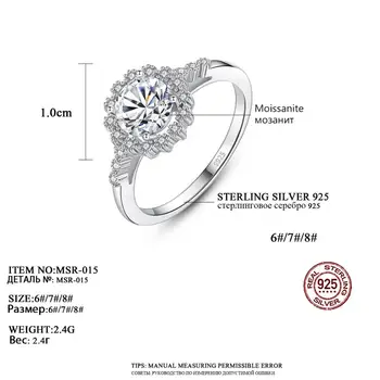 CZCITY 1ct Moissanite-Diamond Kvet Tvarované Jemné Šperky pre Ženy 925 Sterling Silver Zapojenie Promise Ring, MSR-015