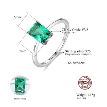 CZCITY Módne Luxusné Veľké Emerald Snubné Prstene pre Ženy 925 Sterling Silver Krúžky Ženy Značky Šperky, Doplnky, Darčeky