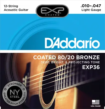 D ' Addario EXP Potiahnuté 80/20 Bronze Akustická Gitara, Struny, EXP10 EXP11 EXP12 EXP13 EXP14 EXP36 (12-String)