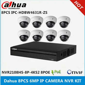 Dahua 8 ks IPC-HDBW4631R-ZS 6MP 2.7 mm ~13.5 mm varifokálny motorizované objektív IP Kamera & NVR2108HS-8P-4KS2 8ch s 8poe porty 4K NVR