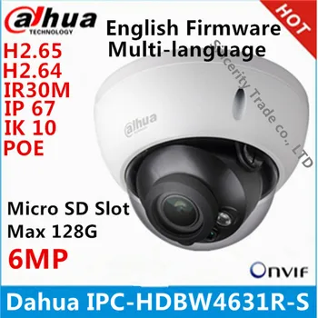 Dahua IPC-HDBW4631R-S 6MP IP Kamera IK10 IP67 IR30M zabudovaný POE SD slot cctv kamery HDBW4631R-S multi-languag firmware