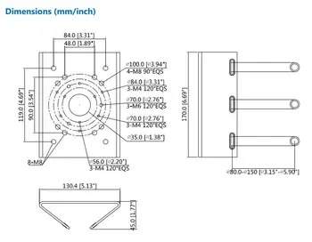 Dahua PFA150 Pól Montáž na Stenu Pre Dahua Dome Bullet PTZ Kamery: SD6C230U-HNI IPC-HFW1320S IPC-HDW1320S SD29204T-GN.