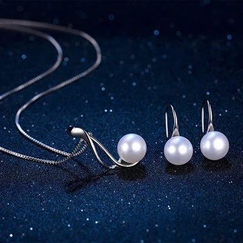 Dainashi Elegantné 925 Sterling Silver AAAA Sladkovodných Kultivovaných Pearl Šperky Set 8-9 mm Perlový Náhrdelník Prívesok Pearl Náušnice Nastaviť