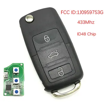 Datong World Auto Diaľkové Tlačidlo Pre VW Walkswagen ID 48 Čip FCC ID 1J0959753P Auto Inteligentné Diaľkové Ovládanie Flip Prázdny Kľúč