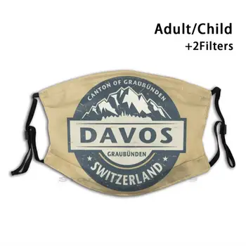 Davos , Švajčiarsko Dospelých, Deti Umývateľný Legrační Tvár Masku S Filtrom Abstraktné Dobrodružstvo Alpe Alpy Davose Vo Švajčiarsku Európe