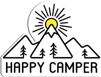 Dawasaru Happy Camper Cartoon Auto Nálepky Vonkajšie Cestovanie Turistika Horské Lesy Kotúča, Motocykel, Auto Príslušenstvo, PVC, 12 cm*8 cm