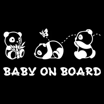 Dawasaru Roztomilá Panda Cartoon Auto Nálepky Baby na Palube Upozornenie Odtlačkový Notebook Truck Auto Zadné Sklo Dekorácie PVC,17 cm*8 cm