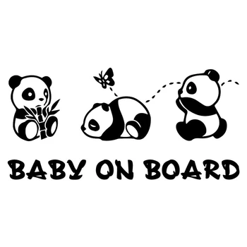 Dawasaru Roztomilá Panda Cartoon Auto Nálepky Baby na Palube Upozornenie Odtlačkový Notebook Truck Auto Zadné Sklo Dekorácie PVC,17 cm*8 cm