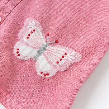 DB13101 dave bella jeseň dieťa dieťa dievčatá módne motýľ cardigan deti batoľa kabát deti roztomilý pletený sveter