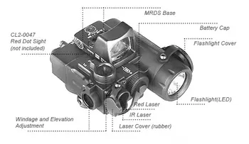 DBAL-D2 duálny lúč svetla Led baterku s Červeným Laserom IR laser cieľom LED osvetľovač, Trieda 1 pre lovecké pušky GZ150088