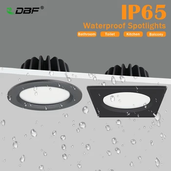 [DBF]IP65 Vodeodolný Kúpeľňa Svetla 5W 7W 9W 12W 15W Kolo/Štvorcových Zapustené Bodové Lampy Kúpeľňa Stropné Svetlo, 3000K/4 000 K/6000K