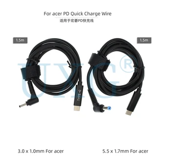 DC USB Typ C pre 5.5x1.7 3.0*1,0 mm Samec Konektor Prevodník USB C PD Nabíjací Kábel Kábel pre Acer Aspire 19V Notebook Power Adapter