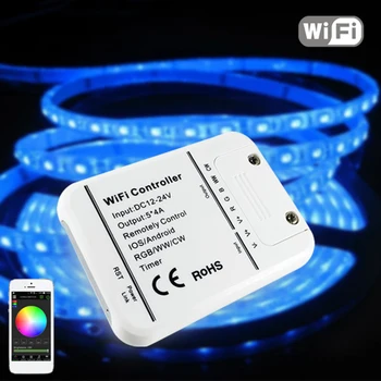 DC12V 24V Wifi LED RGB Controller/RGBW/RGBWW Pásy 16 Miliónov Farieb, Hudby a Režim Časovača Wifi Kontroly IOS/Android Smartphone