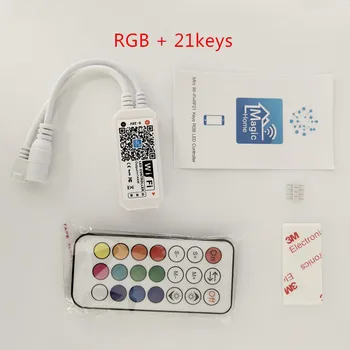 DC5-24V Mini WIFI RGB/RGBW Radič s 24key diaľkové IOS/Android Mobilný Telefón, bezdrôtové pripojenie pre LED Pásy Synchronizácia Hudby Timmer