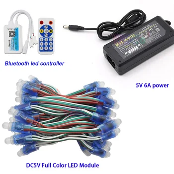 DC5V 50 Ks WS2811 IC RGB Pixelov LED Modul Svetlo Plné Farby IP67 ,Wifi LED SPI Radič,5V 6A led, napájanie Adaptérom
