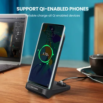 DCAE 15W Qi Bezdrôtovú Nabíjačku Dual Dock 2 v 1, Rýchle Nabíjanie Stojan Pre iPhone 11 XS XR X 8 Samsung S20 AirPods Pro Charge