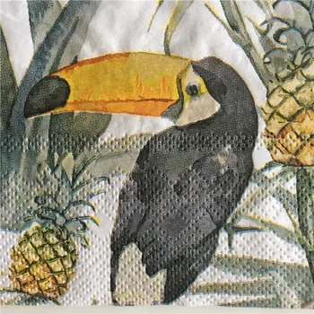Decoupage svadobné servilletas vintage obrúsky, papierové tkaniva roztomilý vták Toucan ananás narodeninovej party uterák dekor 20 3-vrstvou