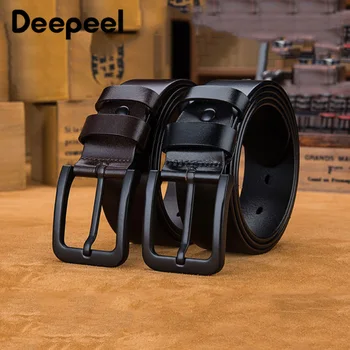 Deepeel 3.8X105-160cm Luxusné Kvalitné Návrhára Pás Mens Formálne Black Pin Pracky Prvá Vrstva Cowhide Pásy Vyhovovali Príslušenstvo Darček