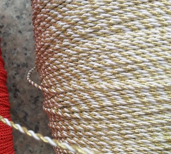 Dekoratívne Twisted Zlato String Slučky Kábel Uzol Lano, Slučku 2 mm, 10 metrov za balík