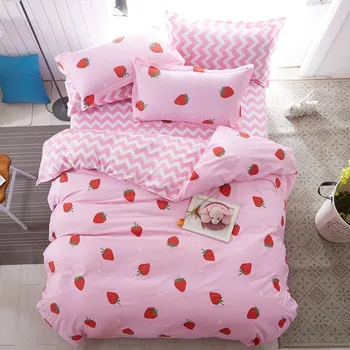 Denisroom ružové srdce posteľná bielizeň nastaviť kryt roztomilý posteľná bielizeň perinu queen size nordic posteľ SE41#