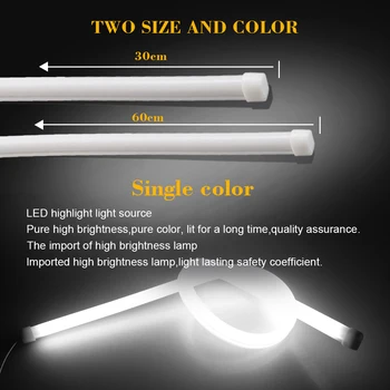 Denných prevádzkových Light Ultra jemné Dual color 60 cm DRL Pružné, Mäkké Rúrky silikónové Auto LED Strip White Zase signál Tečie Žltá