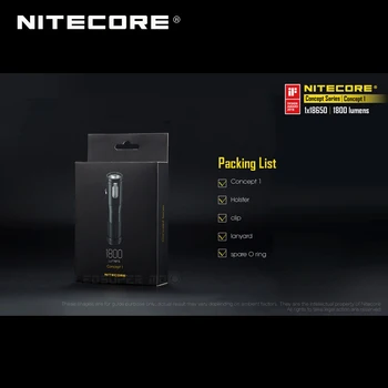 DESIGN AWARD Nitecore C1 / Koncept 1 Nekonečne Premennej Jas CREE XHP35 E2 HD LED 1800 Lumenov Baterka
