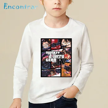 Deti Anime Jeden Kus Tlač Funny T shirt Chlapcov a Dievčatá Cartoon Luff&Chopper Dizajn Topy Deti Long Sleeve T-shirt,LKP4391