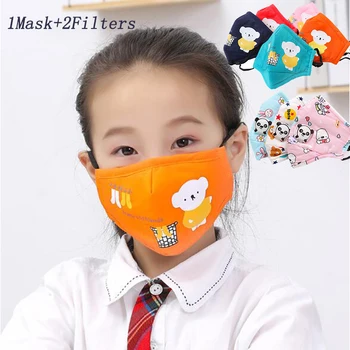 Deti Bavlna Úst Maska PM2.5 uhlím fifter Respirátor Umývateľný Opakovane pleťové Masky+2ks Masky Filtra
