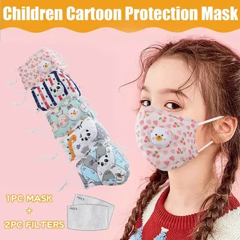 Deti Cartoon Tlač Masku na Tvár Umývateľný A Opakovane použiteľné Úst Maska Prachotesný Vetru PM2.5 Maska S Maskou Tesnenie Filter