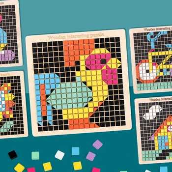 Deti DIY Drevené Pixel Stavebné Bloky 370PCS Skoré Vzdelávanie Predstavivosť Inteligencie Tabuľka Hra Vzdelávacie Hračky Pre Deti,