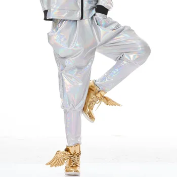 Deti, Dospelých Hárem Neforemné Hip Hop Dance Nohavice detské Oblečenie, Tepláky Výkon Kostýmy Fluorescent White Skinny Nohavice