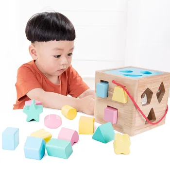Deti Hračky Drevené Montessori Hračky Geometrický Tvar, Stavebné Bloky, Zodpovedajúce Poznanie Tréning Skoro Vzdelávacie Hračky Pre Deti,