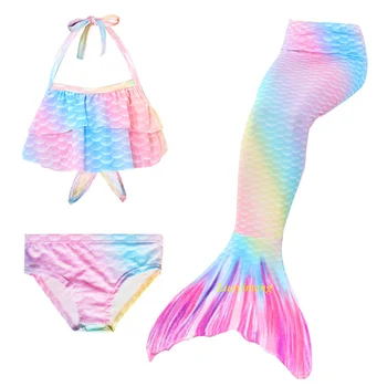 Deti Morská Víla Chvosty Plávanie Oblek Dievčatá Cosplay Kostým Plavky Plávanie Šaty Plaviek Swimmable Bikini Set Plavky