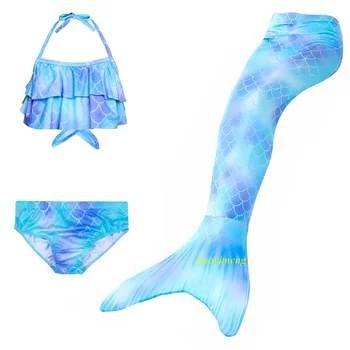 Deti Morská Víla Chvosty Plávanie Oblek Dievčatá Cosplay Kostým Plavky Plávanie Šaty Plaviek Swimmable Bikini Set Plavky