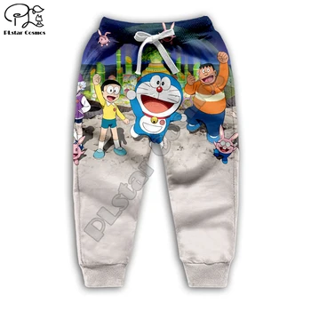 Deti Nastaviť Doraemon 3d Hoodies rodiny vyhovovali tričko na zips Pulóver Dieťa Vyhovovali Anime Nobita Nobi Mikina Tepláková súprava/nohavice šortky 17