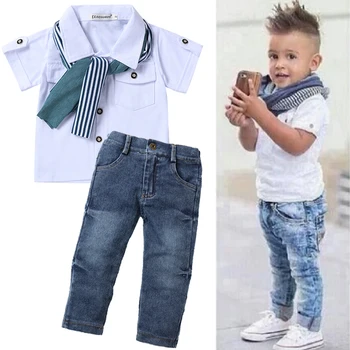 Deti Oblečenie 2020 Batoľa, Dieťa Boys Oblečenie Letné tričko+Rifle Športové Obleky Pre Chlapcov Deti Oblečenie Tepláková súprava 2 5 6 7 Rok
