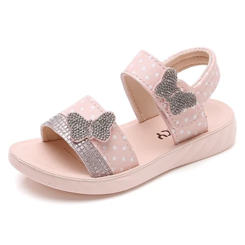 Deti sandále lete veľké dievčatá topánky nové princezná deti sandále pre dievčatá krásne drahokamu motýľ pláže topánky