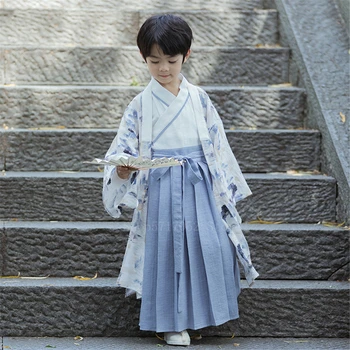 Deti Tradičné Japonské Kimono Nastaviť Orientálna Samuraj Cosplay Kostým Chlapci Retro Dávnych Yukata Výkon Oblečenie Set Sa