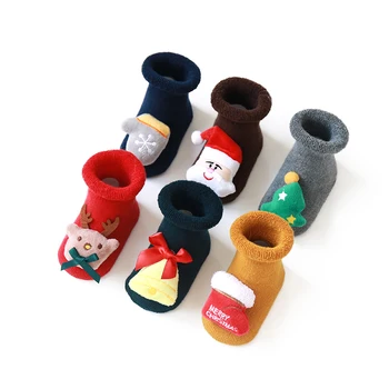 Deti Vianočné bábika Ponožky zahustiť kliešte Zimné Cartoon Teplé Podlahy Ponožky Novorodenca Dievčatá Chlapci protišmykové Ponožky pre Deti