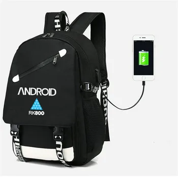 Detroit Stať Ľudských Batoh rk800 USB taška na Rameno travel Školské tašky USB Módne teenagerov Bežné Laptop taška