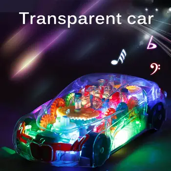 Detské autíčka S Hudbou LED Svetlo na Elektrický Univerzálny Transparentný Výstroj Koncepcia Vozidla Dieťa Darček Simulácia Modelu Auta Svetlo Hračka