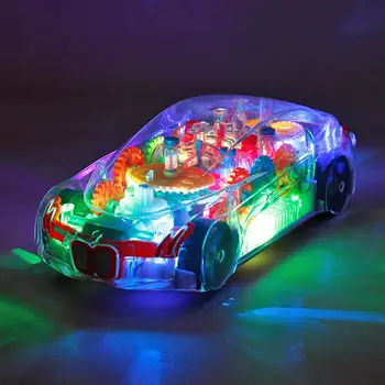 Detské autíčka S Hudbou LED Svetlo na Elektrický Univerzálny Transparentný Výstroj Koncepcia Vozidla Dieťa Darček Simulácia Modelu Auta Svetlo Hračka