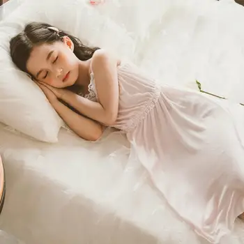 Detské letné Nightgown Baby Dievčatá Oblečenie Čipky Pozdĺžne Deti Sleepwear Vintage Princezná Domáce oblečenie Šatka Pyžamo vestidos Y1287