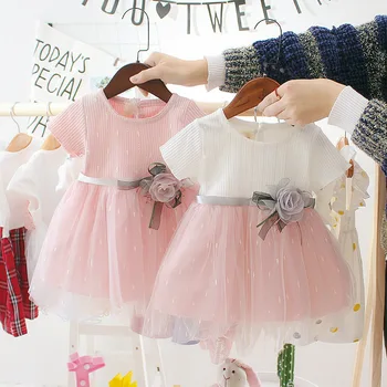 Detské Oblečenie 2021 Lete Nové Baby Šaty Dievčatá Oka Šaty Ruže Kvet Baby Girl Dress Deti Spojov Šaty 1 2 3 Rokov