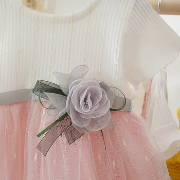 Detské Oblečenie 2021 Lete Nové Baby Šaty Dievčatá Oka Šaty Ruže Kvet Baby Girl Dress Deti Spojov Šaty 1 2 3 Rokov