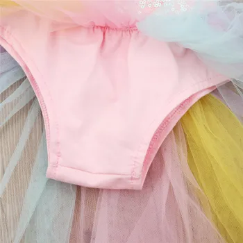 Detské oblečenie Batoľa, Dieťa, Dieťa Dievča bez Rukávov Rainbow Sequined Čipky Princezná Romper Šaty #3O25